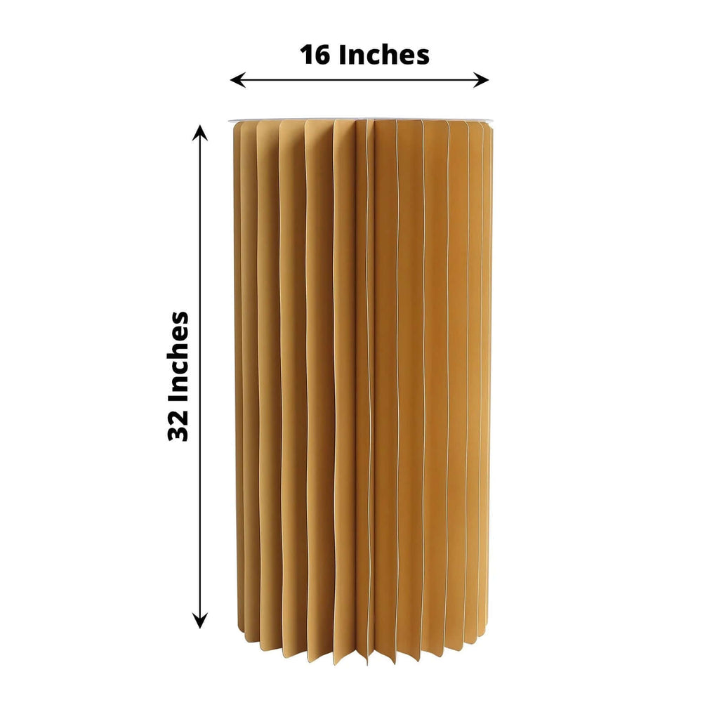 32" Gold Cylinder Display Column Stand, Pillar Pedestal Stand With Top Plate - Bell Racket Store