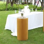 32" Gold Cylinder Display Column Stand, Pillar Pedestal Stand With Top Plate - Bell Racket Store