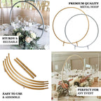 32" Gold Metal Round Hoop Wedding Centerpiece, Self Standing Table Floral Wreath Frame - Bell Racket Store