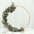 32" Gold Metal Round Hoop Wedding Centerpiece, Self Standing Table Floral Wreath Frame - Bell Racket Store