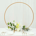 32" Gold Metal Round Hoop Wedding Centerpiece, Self Standing Table Floral Wreath Frame - Bell Racket Store
