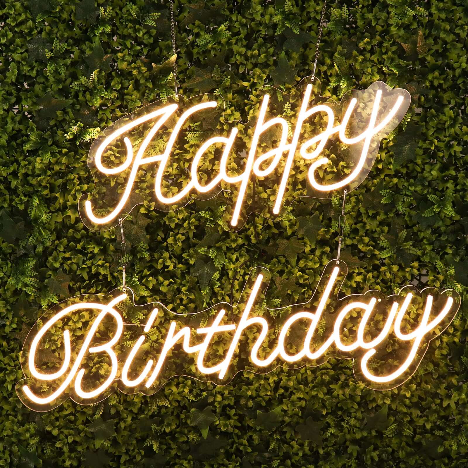 32" Happy Birthday Neon Light Sign, LED Reusable Wall DÃ©cor Lights With 5ft Hanging Chain - Bell Racket Store