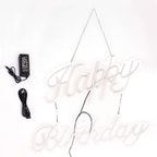 32" Happy Birthday Neon Light Sign, LED Reusable Wall DÃ©cor Lights With 5ft Hanging Chain - Bell Racket Store