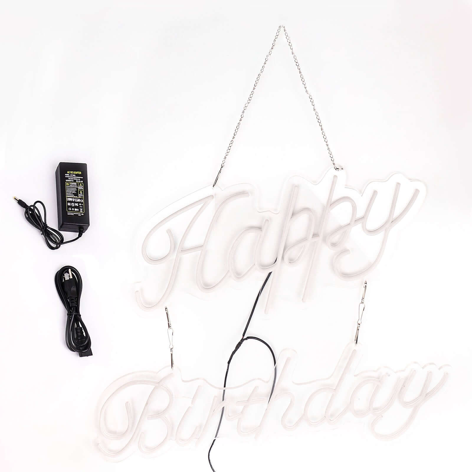32" Happy Birthday Neon Light Sign, LED Reusable Wall DÃ©cor Lights With 5ft Hanging Chain - Bell Racket Store