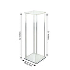 Acrylic Floor Vase Flower Stand with Square Mirror Base Clear - Decorative Wedding Column Centerpiece 32"
