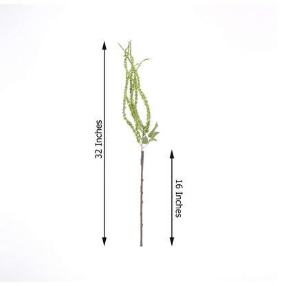 2 Pack Green Artificial Amaranthus Flower Stem Spray and Ivy Leaves 32"