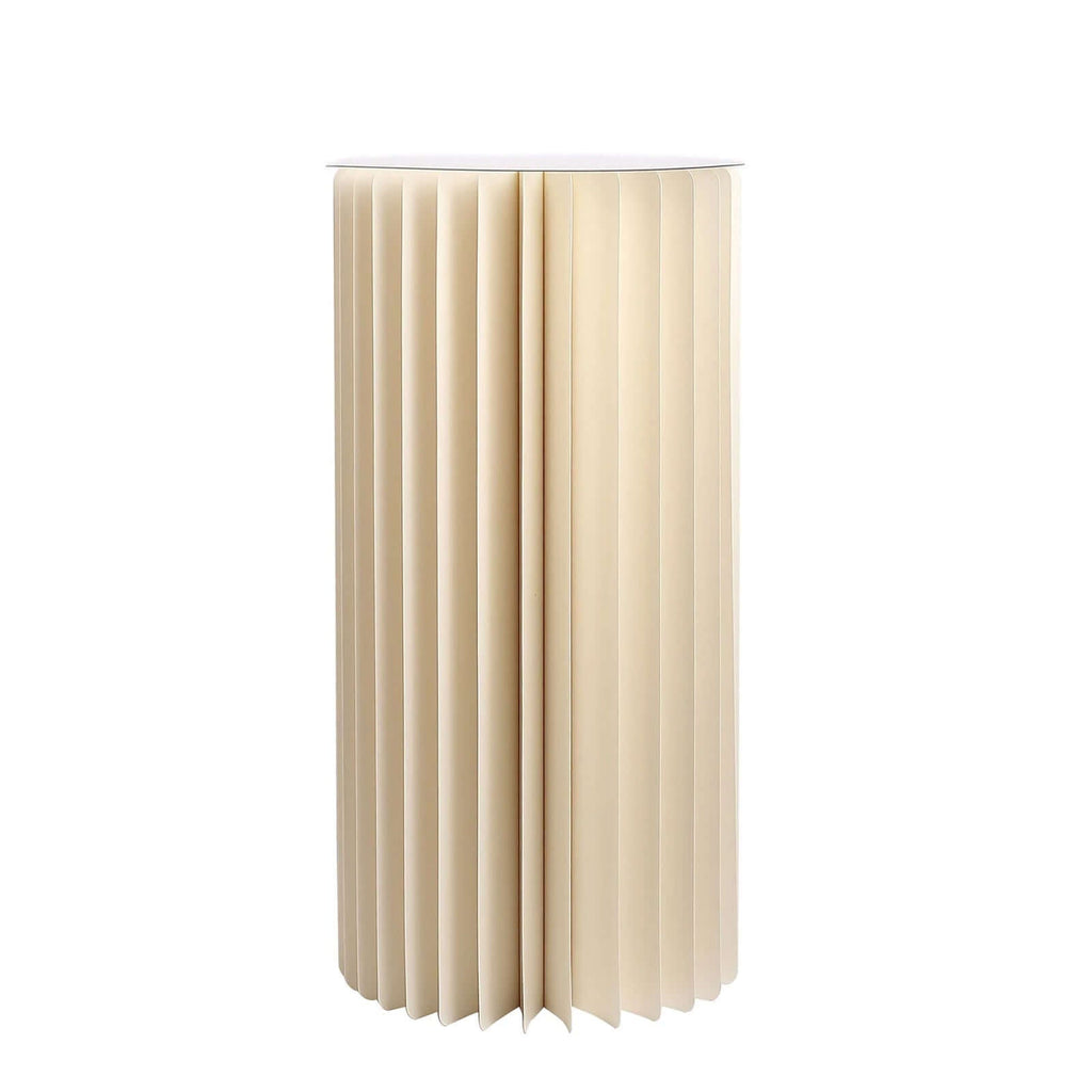 32" Ivory Cylinder Display Column Stand, Pillar Pedestal Stand With Top Plate - Bell Racket Store
