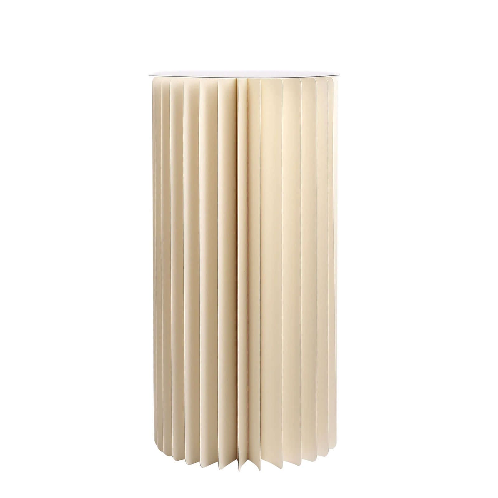 32" Ivory Cylinder Display Column Stand, Pillar Pedestal Stand With Top Plate - Bell Racket Store