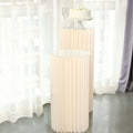 32" Ivory Cylinder Display Column Stand, Pillar Pedestal Stand With Top Plate - Bell Racket Store