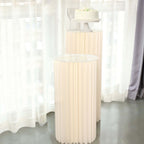 32" Ivory Cylinder Display Column Stand, Pillar Pedestal Stand With Top Plate - Bell Racket Store
