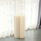 32" Ivory Cylinder Display Column Stand, Pillar Pedestal Stand With Top Plate - Bell Racket Store