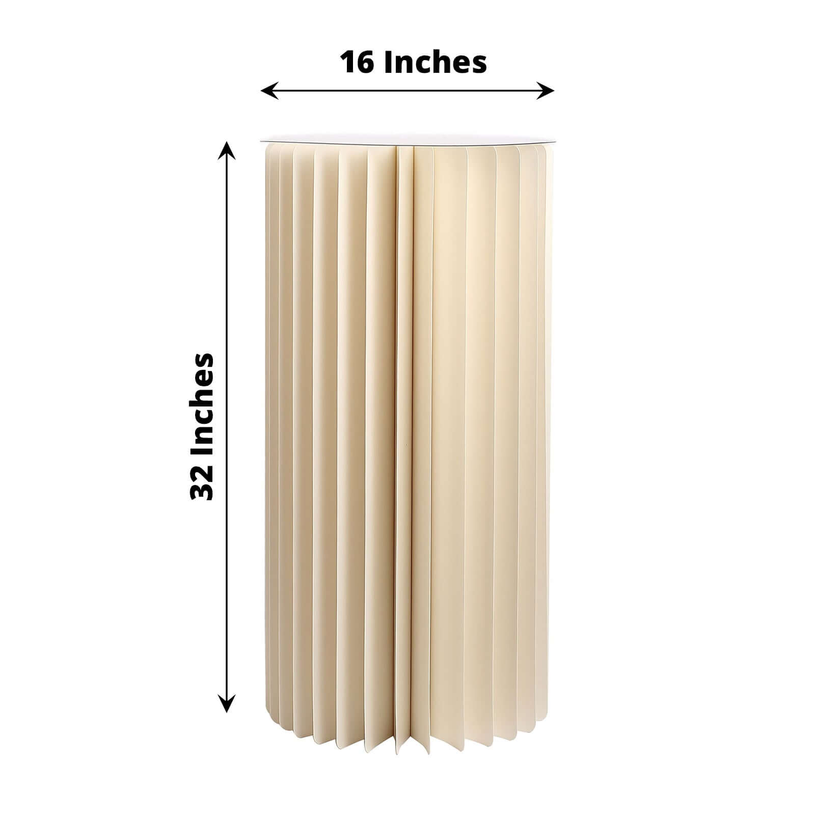 32" Ivory Cylinder Display Column Stand, Pillar Pedestal Stand With Top Plate - Bell Racket Store