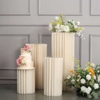 32" Ivory Cylinder Display Column Stand, Pillar Pedestal Stand With Top Plate - Bell Racket Store