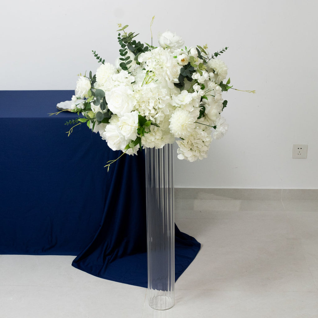 32" Ribbed Cylinder Floor Vases 2 Pack â€“ Tall Clear Glass Vases for Event Aisles, Entryways & Wedding Decor - Bell Racket Store