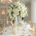 32" Ribbed Cylinder Floor Vases 2 Pack â€“ Tall Clear Glass Vases for Event Aisles, Entryways & Wedding Decor - Bell Racket Store