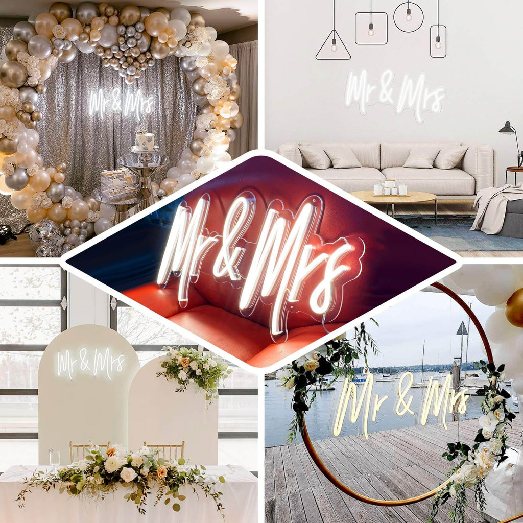 33" Mr and Mrs Neon Light Sign, LED Reusable Wall DÃ©cor Lights With 5ft Hanging Chain - Bell Racket Store