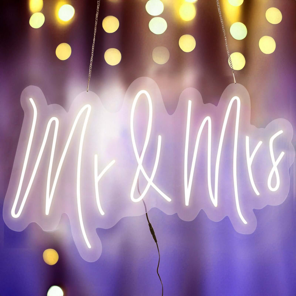 33" Mr and Mrs Neon Light Sign, LED Reusable Wall DÃ©cor Lights With 5ft Hanging Chain - Bell Racket Store