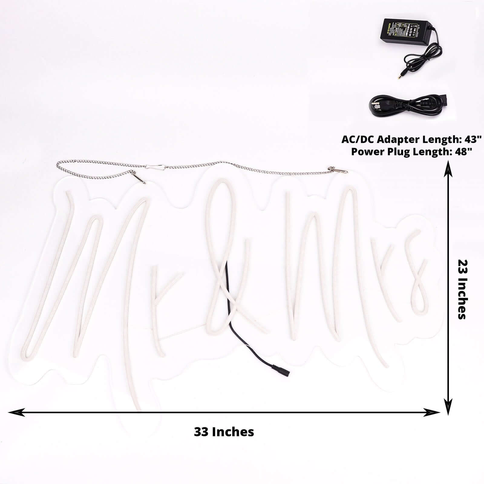 33" Mr and Mrs Neon Light Sign, LED Reusable Wall DÃ©cor Lights With 5ft Hanging Chain - Bell Racket Store