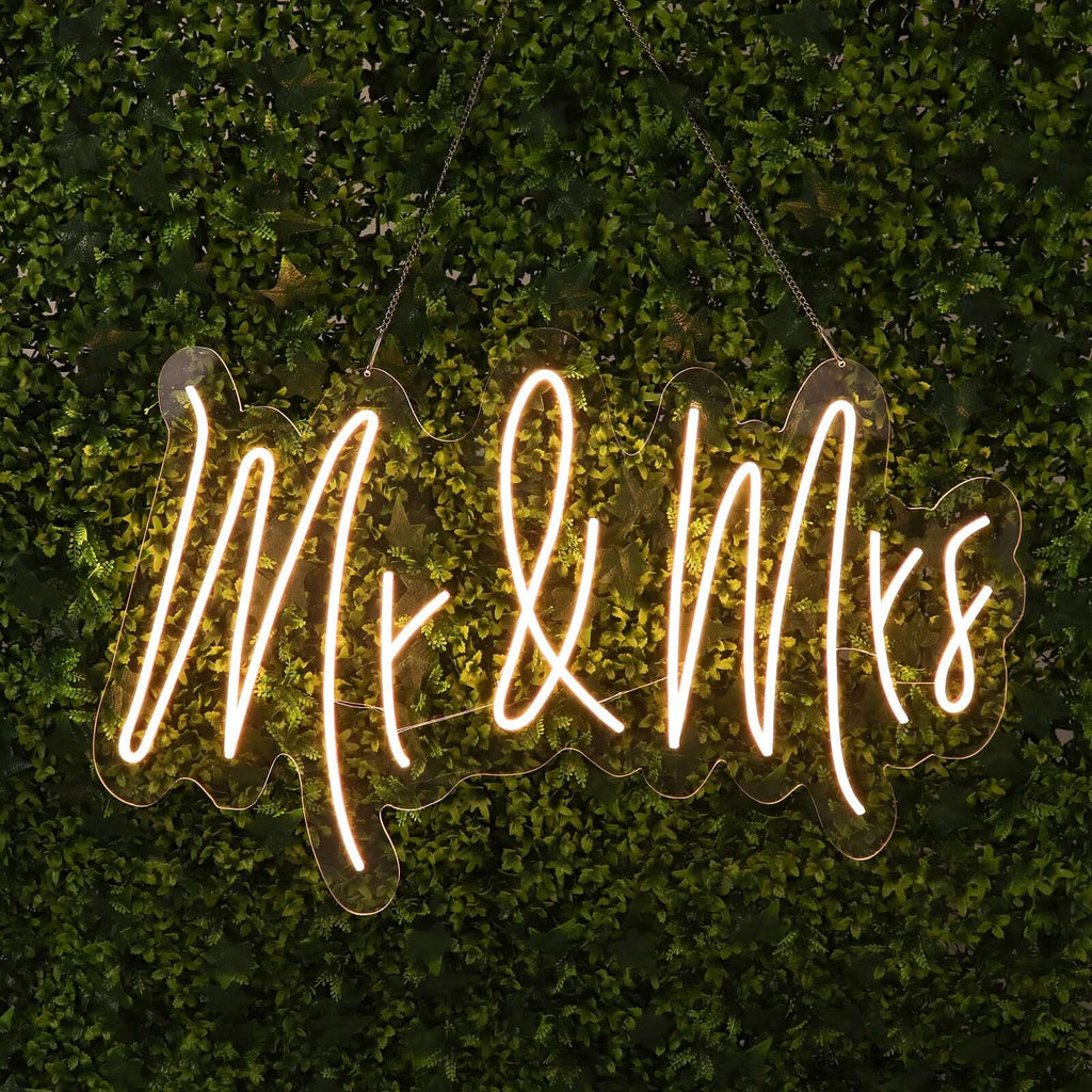 33" Mr and Mrs Neon Light Sign, LED Reusable Wall DÃ©cor Lights With 5ft Hanging Chain - Bell Racket Store