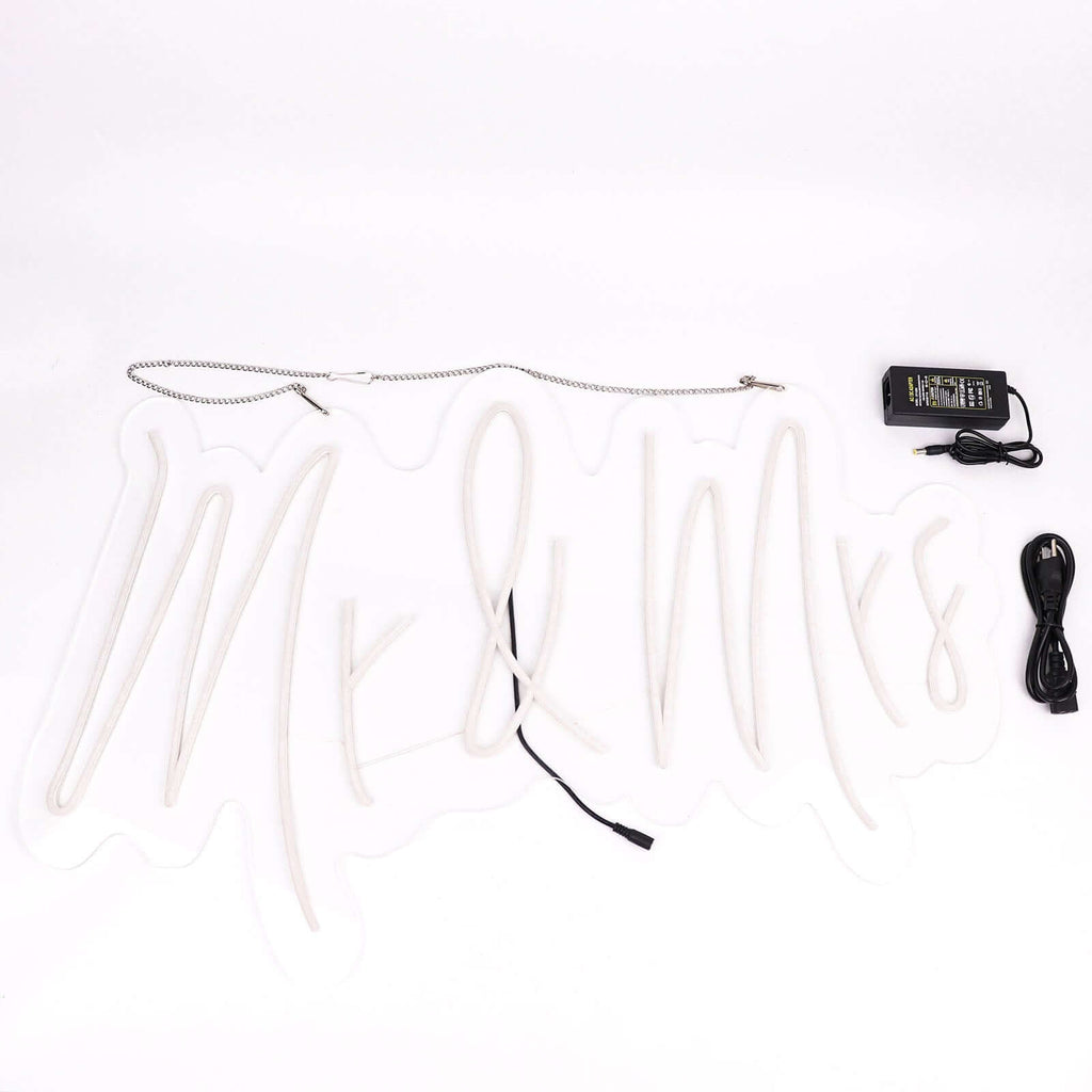 33" Mr and Mrs Neon Light Sign, LED Reusable Wall DÃ©cor Lights With 5ft Hanging Chain - Bell Racket Store