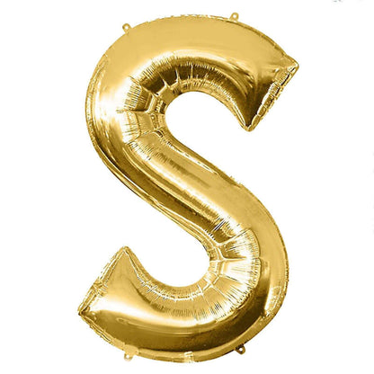 35" Gold Letter and Number Balloons, Shiny Metallic Mylar Foil Helium Air Balloons - NestOCart