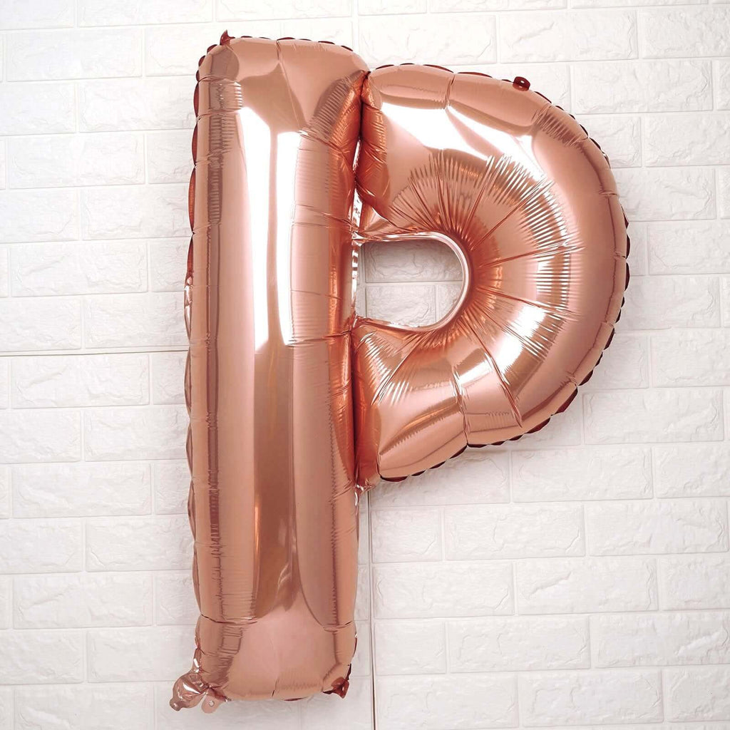 35" Rose Gold Letter and Number Balloons, Metallic Mylar Foil Helium Air Balloons - Bell Racket Store