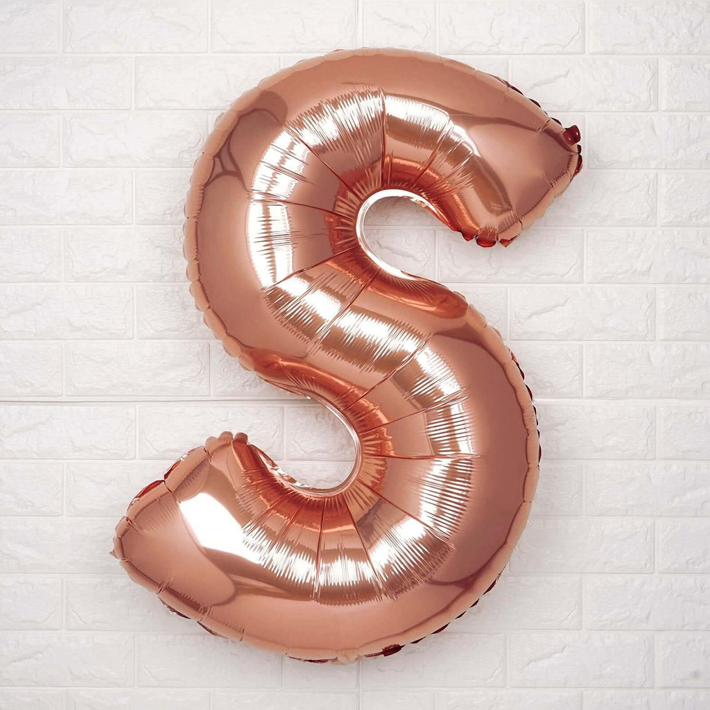 35" Rose Gold Letter and Number Balloons, Metallic Mylar Foil Helium Air Balloons - Bell Racket Store
