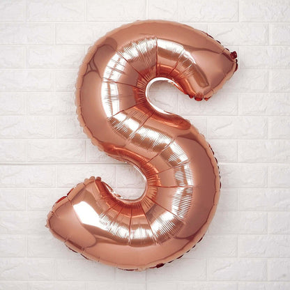 35" Rose Gold Letter and Number Balloons, Metallic Mylar Foil Helium Air Balloons - Bell Racket Store