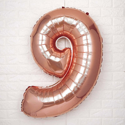 35" Rose Gold Letter and Number Balloons, Metallic Mylar Foil Helium Air Balloons - Bell Racket Store