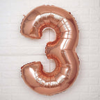 35" Rose Gold Letter and Number Balloons, Metallic Mylar Foil Helium Air Balloons - Bell Racket Store