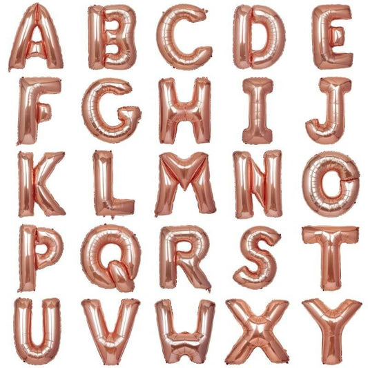 35" Rose Gold Letter and Number Balloons, Metallic Mylar Foil Helium Air Balloons - Bell Racket Store