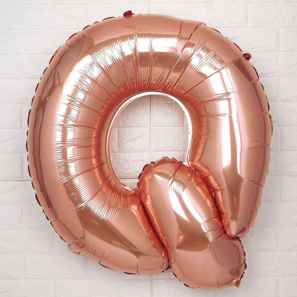35" Rose Gold Letter and Number Balloons, Metallic Mylar Foil Helium Air Balloons - Bell Racket Store
