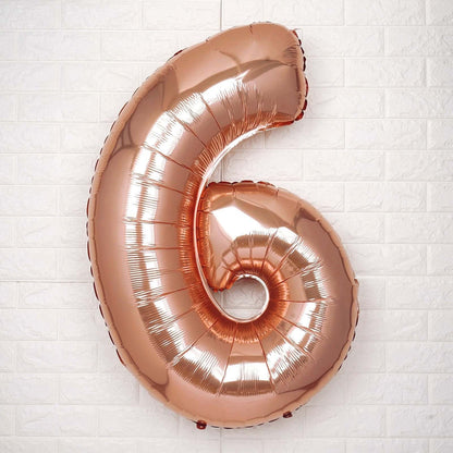35" Rose Gold Letter and Number Balloons, Metallic Mylar Foil Helium Air Balloons - Bell Racket Store