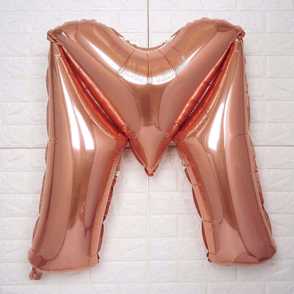 35" Rose Gold Letter and Number Balloons, Metallic Mylar Foil Helium Air Balloons - Bell Racket Store