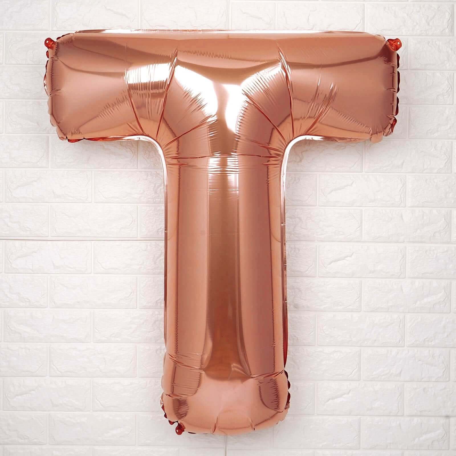 35" Rose Gold Letter and Number Balloons, Metallic Mylar Foil Helium Air Balloons - Bell Racket Store