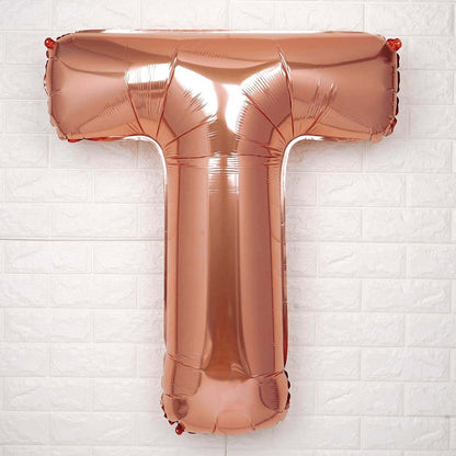 35" Rose Gold Letter and Number Balloons, Metallic Mylar Foil Helium Air Balloons - Bell Racket Store