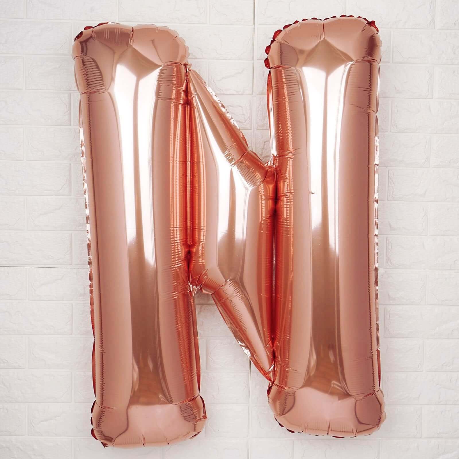 35" Rose Gold Letter and Number Balloons, Metallic Mylar Foil Helium Air Balloons - Bell Racket Store