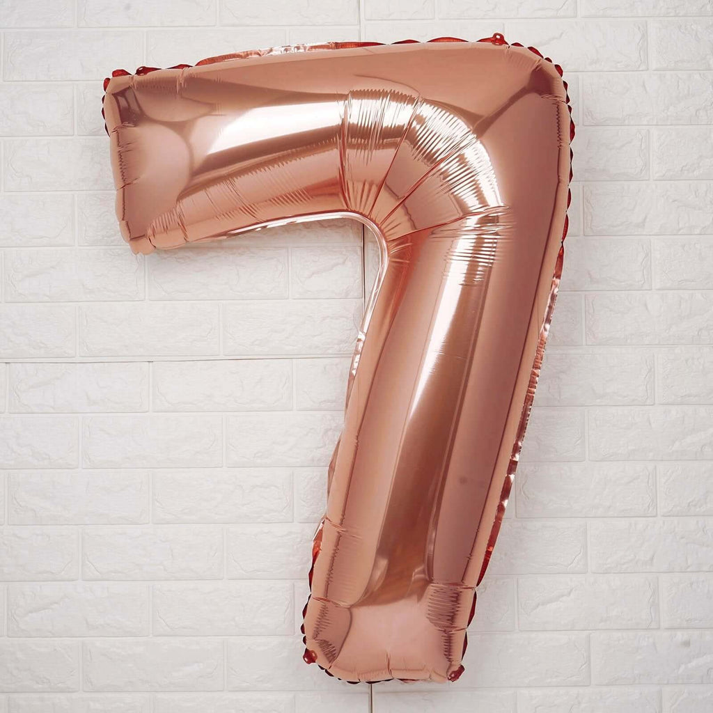 35" Rose Gold Letter and Number Balloons, Metallic Mylar Foil Helium Air Balloons - Bell Racket Store