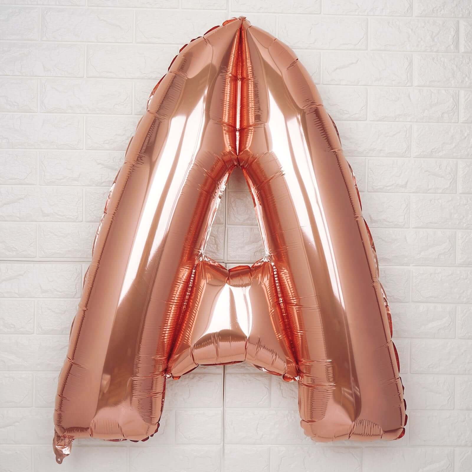 35" Rose Gold Letter and Number Balloons, Metallic Mylar Foil Helium Air Balloons - Bell Racket Store