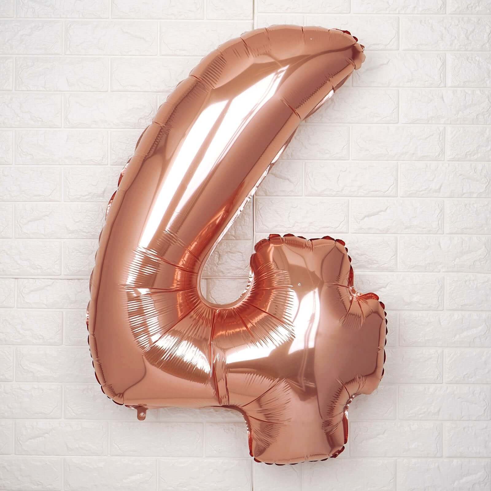 35" Rose Gold Letter and Number Balloons, Metallic Mylar Foil Helium Air Balloons - Bell Racket Store