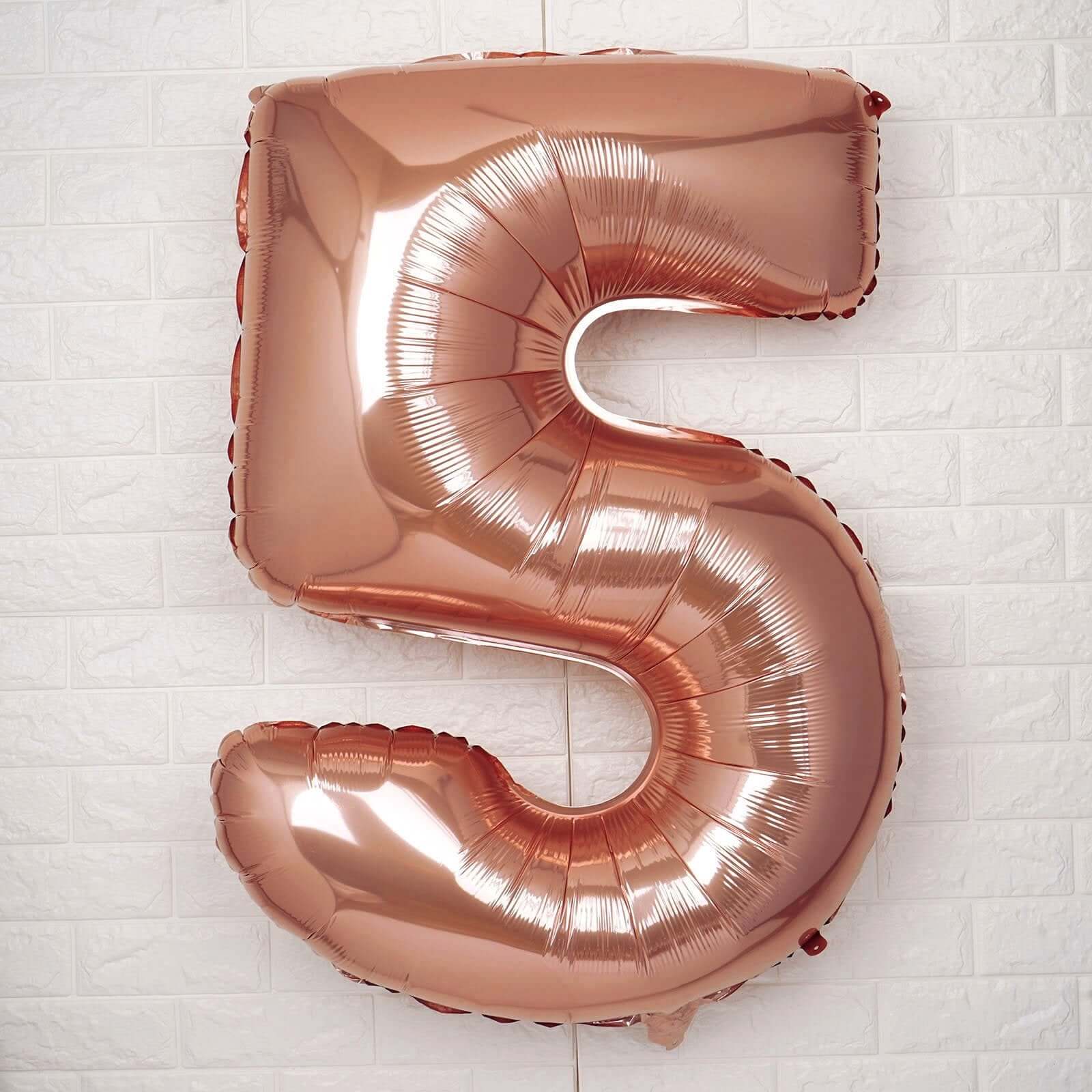 35" Rose Gold Letter and Number Balloons, Metallic Mylar Foil Helium Air Balloons - Bell Racket Store