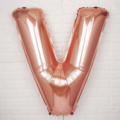 35" Rose Gold Letter and Number Balloons, Metallic Mylar Foil Helium Air Balloons - Bell Racket Store