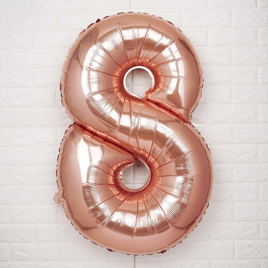 35" Rose Gold Letter and Number Balloons, Metallic Mylar Foil Helium Air Balloons - Bell Racket Store