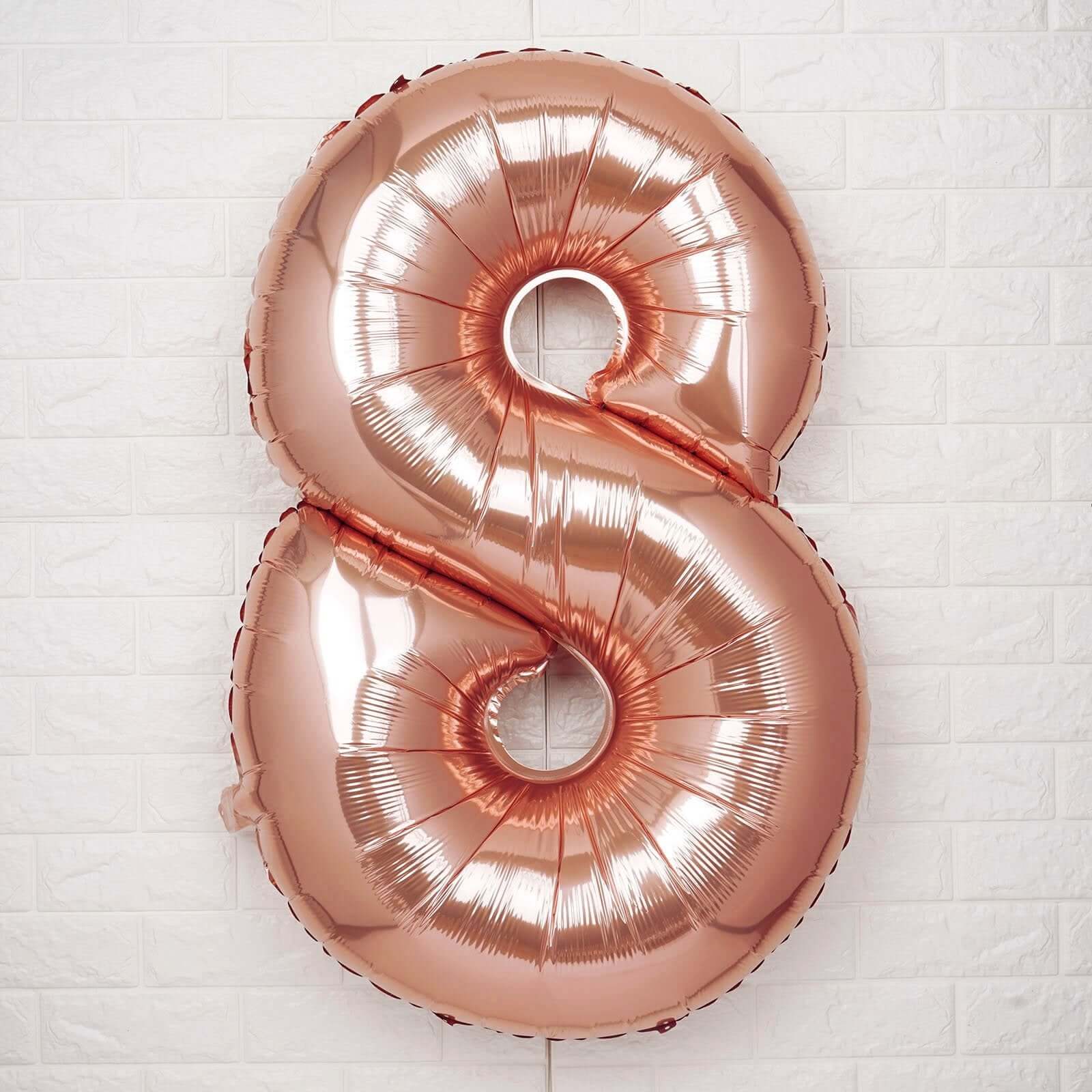 35" Rose Gold Letter and Number Balloons, Metallic Mylar Foil Helium Air Balloons - Bell Racket Store