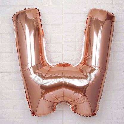 35" Rose Gold Letter and Number Balloons, Metallic Mylar Foil Helium Air Balloons - Bell Racket Store