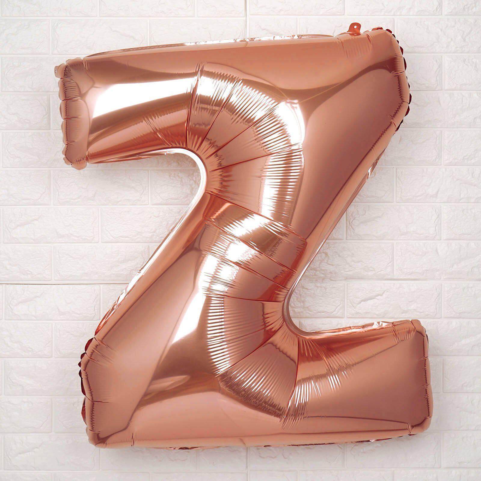 35" Rose Gold Letter and Number Balloons, Metallic Mylar Foil Helium Air Balloons - Bell Racket Store