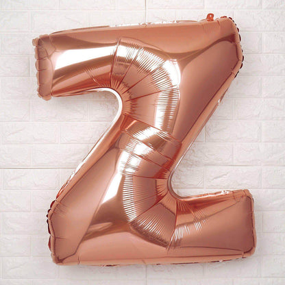 35" Rose Gold Letter and Number Balloons, Metallic Mylar Foil Helium Air Balloons - Bell Racket Store