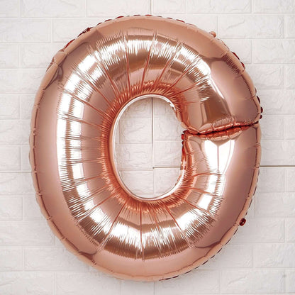 35" Rose Gold Letter and Number Balloons, Metallic Mylar Foil Helium Air Balloons - Bell Racket Store