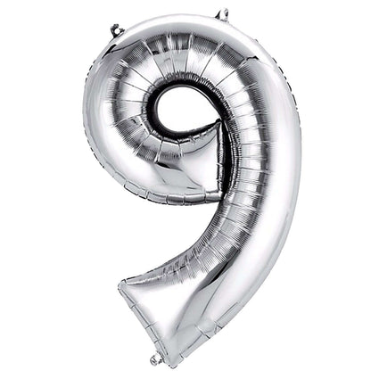 35" Silver Letter and Number Balloons, Metallic Mylar Foil Helium Air Balloons - NestOCart
