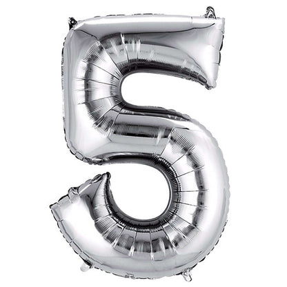 35" Silver Letter and Number Balloons, Metallic Mylar Foil Helium Air Balloons - NestOCart